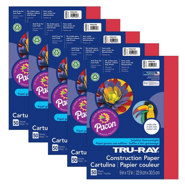 Pacon Tru-Ray Construction Paper, Holiday Red, 9x12in, PK250 P102993 - main